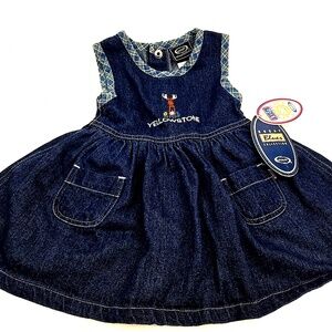 Yellowstone Baby Dress Size 12m Girls Denim Blue Embroidered Snap Buttons